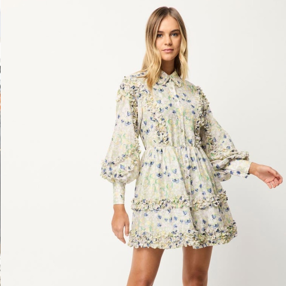 *Last Chance* Elliatt Kendari Long Sleeve Babydoll Dress Multi 🤍 - Picture 6 of 8